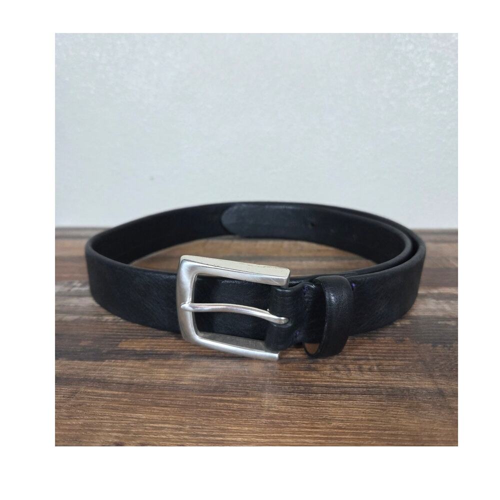 Bosca Vintage Black Leather Men's Belt with Silver Buckle Size 34